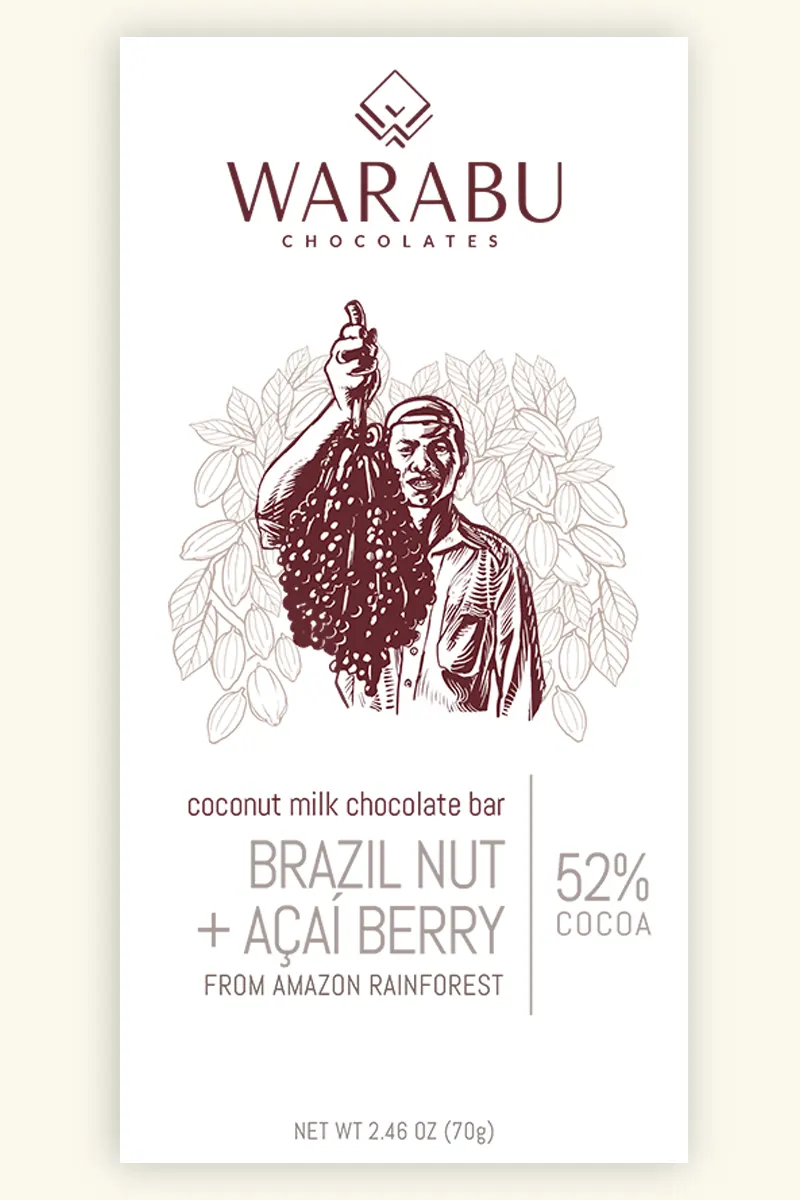 Chocolate 52%, Castanha-do-Brasil e Açaí Warabu