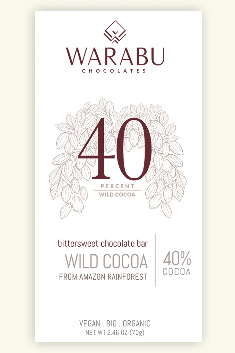 Chocolate 40 % Cacau Selvagem Warabu